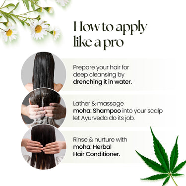 Moha Shikakai & Bhringraj Shampoo | Anti Hair Fall Shampoo with Hemp Seed Oil | 200 ml